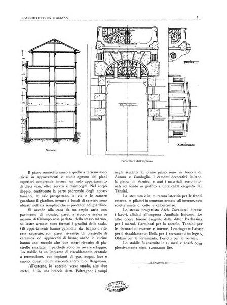 L'architettura italiana periodico mensile di costruzione e di architettura pratica