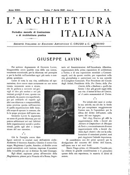 L'architettura italiana periodico mensile di costruzione e di architettura pratica