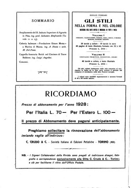 L'architettura italiana periodico mensile di costruzione e di architettura pratica