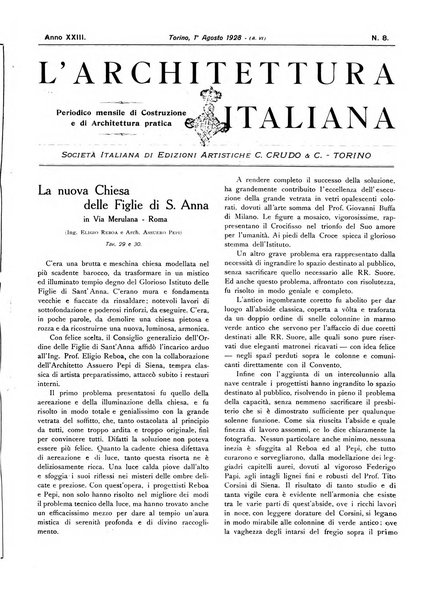 L'architettura italiana periodico mensile di costruzione e di architettura pratica