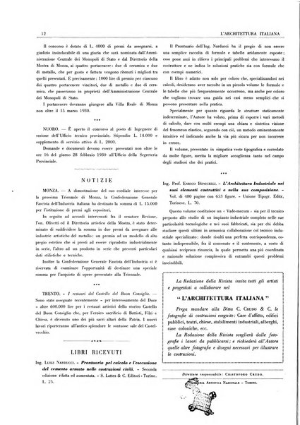 L'architettura italiana periodico mensile di costruzione e di architettura pratica