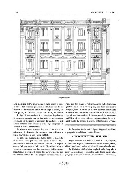 L'architettura italiana periodico mensile di costruzione e di architettura pratica