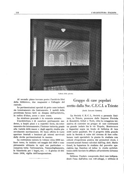 L'architettura italiana periodico mensile di costruzione e di architettura pratica