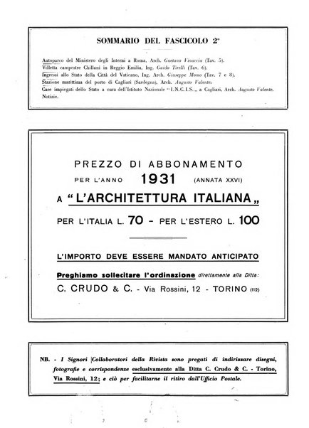 L'architettura italiana periodico mensile di costruzione e di architettura pratica