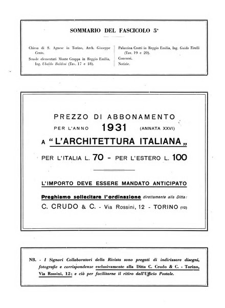 L'architettura italiana periodico mensile di costruzione e di architettura pratica