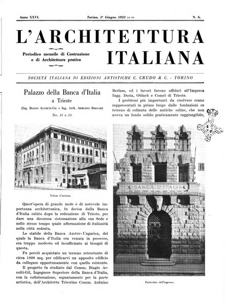 L'architettura italiana periodico mensile di costruzione e di architettura pratica