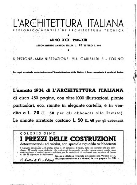 L'architettura italiana periodico mensile di costruzione e di architettura pratica