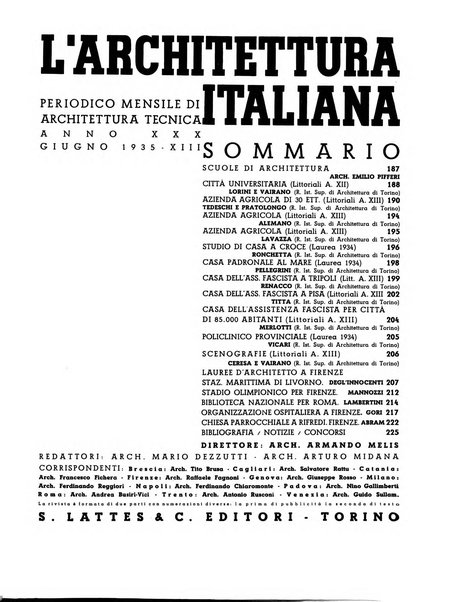 L'architettura italiana periodico mensile di costruzione e di architettura pratica