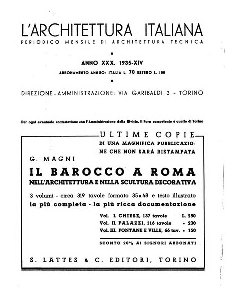 L'architettura italiana periodico mensile di costruzione e di architettura pratica