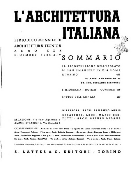 L'architettura italiana periodico mensile di costruzione e di architettura pratica