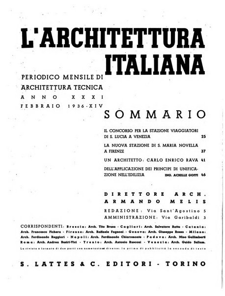 L'architettura italiana periodico mensile di costruzione e di architettura pratica