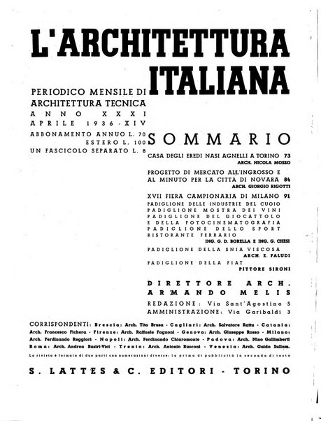 L'architettura italiana periodico mensile di costruzione e di architettura pratica