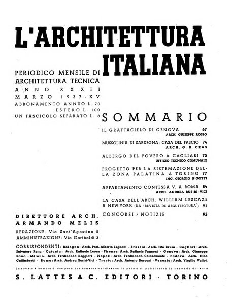 L'architettura italiana periodico mensile di costruzione e di architettura pratica