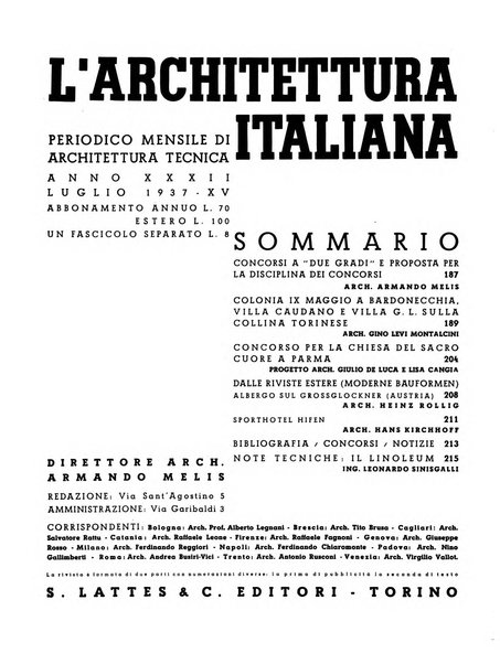 L'architettura italiana periodico mensile di costruzione e di architettura pratica