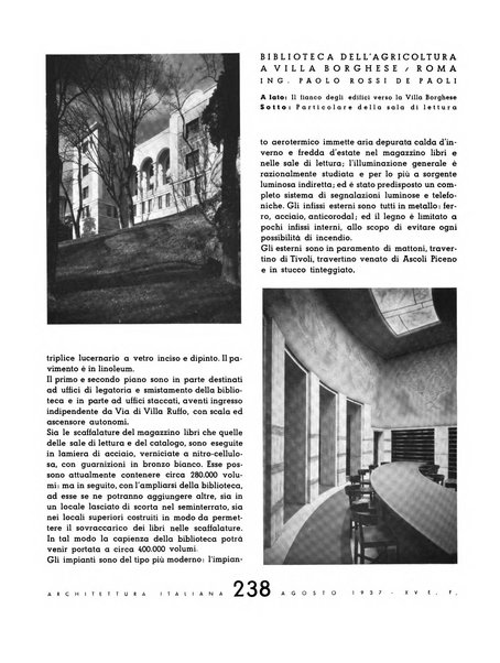 L'architettura italiana periodico mensile di costruzione e di architettura pratica