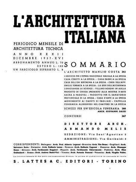 L'architettura italiana periodico mensile di costruzione e di architettura pratica