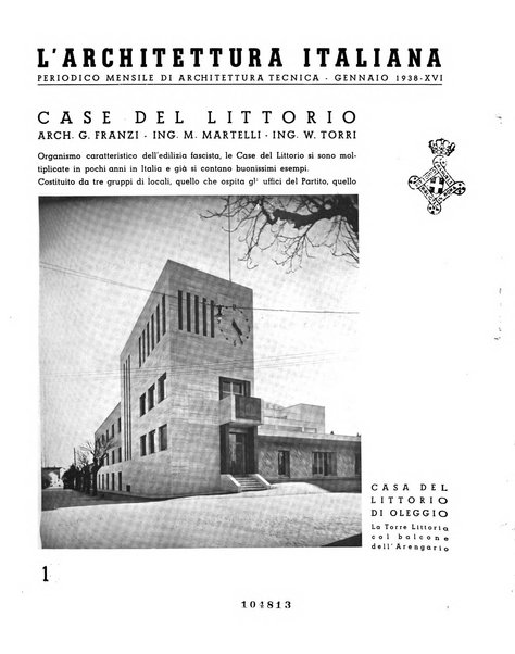 L'architettura italiana periodico mensile di costruzione e di architettura pratica