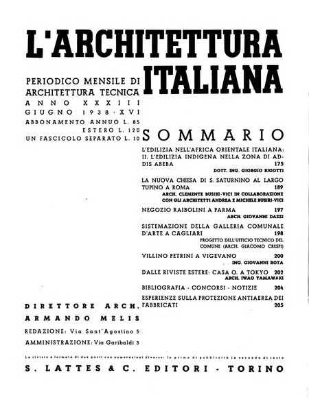 L'architettura italiana periodico mensile di costruzione e di architettura pratica