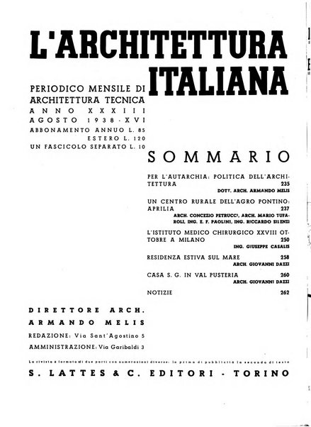 L'architettura italiana periodico mensile di costruzione e di architettura pratica