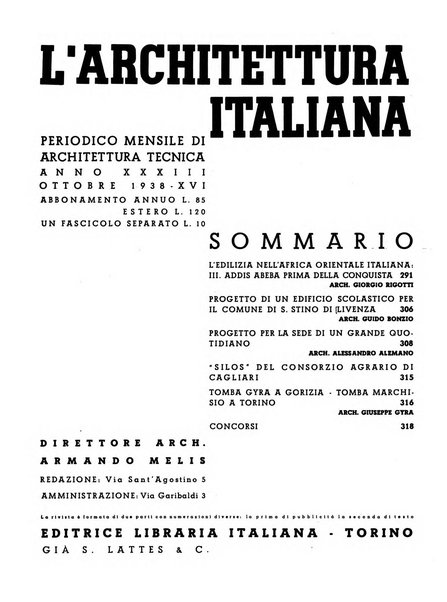 L'architettura italiana periodico mensile di costruzione e di architettura pratica