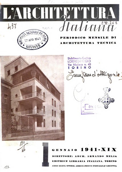 L'architettura italiana periodico mensile di costruzione e di architettura pratica