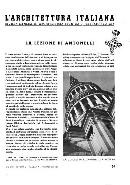 L'architettura italiana periodico mensile di costruzione e di architettura pratica