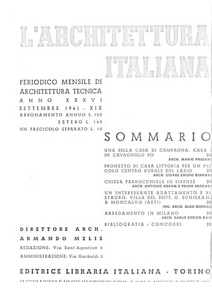 L'architettura italiana periodico mensile di costruzione e di architettura pratica