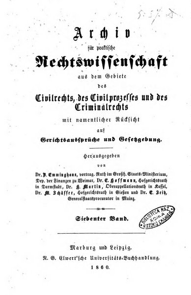 Archiv fur praktische Rechtswissenschaft