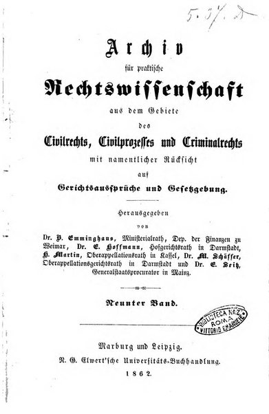 Archiv fur praktische Rechtswissenschaft