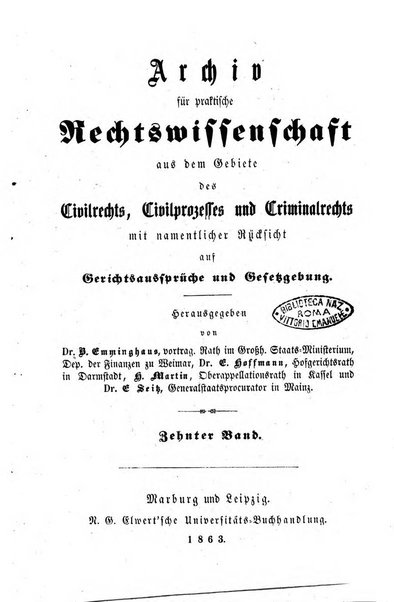 Archiv fur praktische Rechtswissenschaft