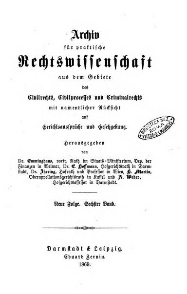 Archiv fur praktische Rechtswissenschaft