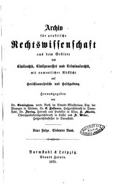 Archiv fur praktische Rechtswissenschaft