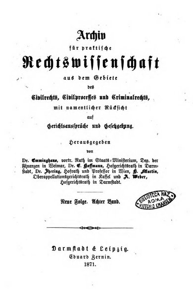 Archiv fur praktische Rechtswissenschaft