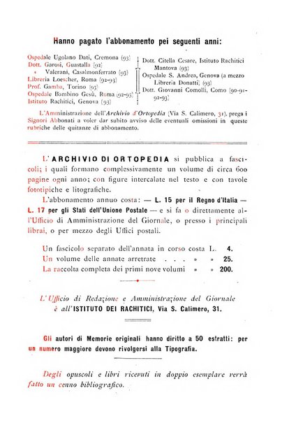 Archivio di ortopedia pubblicazione ufficiale del Pio istituto dei rachitici <1924-1950>