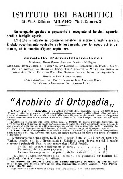 Archivio di ortopedia pubblicazione ufficiale del Pio istituto dei rachitici <1924-1950>