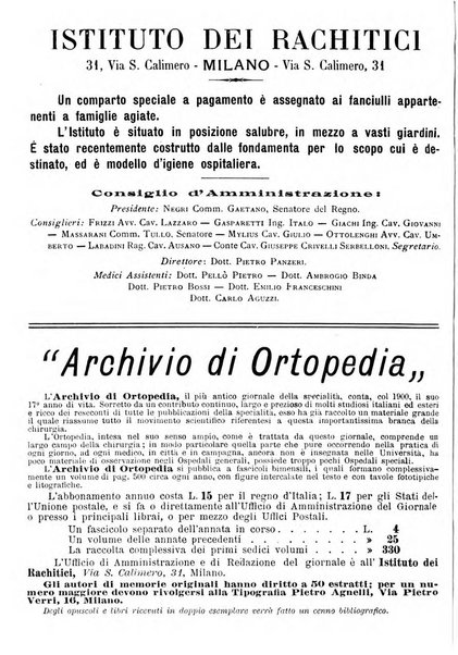 Archivio di ortopedia pubblicazione ufficiale del Pio istituto dei rachitici <1924-1950>