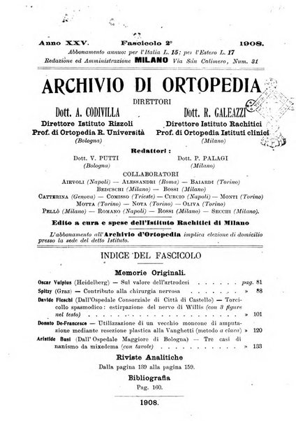 Archivio di ortopedia pubblicazione ufficiale del Pio istituto dei rachitici <1924-1950>