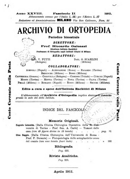 Archivio di ortopedia pubblicazione ufficiale del Pio istituto dei rachitici <1924-1950>