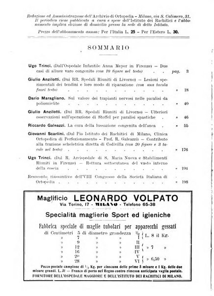 Archivio di ortopedia pubblicazione ufficiale del Pio istituto dei rachitici <1924-1950>