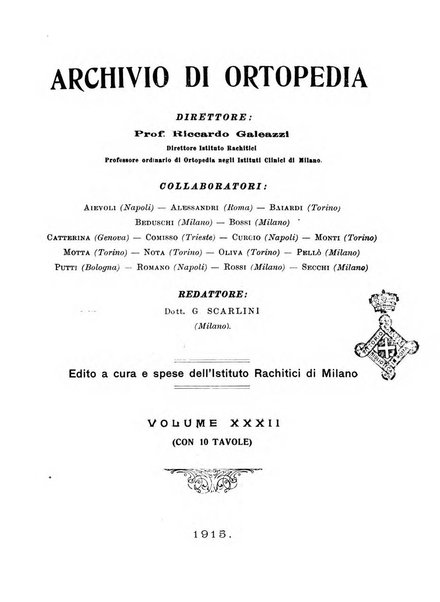 Archivio di ortopedia pubblicazione ufficiale del Pio istituto dei rachitici <1924-1950>