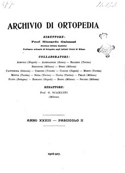 Archivio di ortopedia pubblicazione ufficiale del Pio istituto dei rachitici <1924-1950>