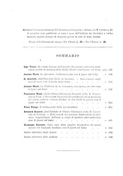 Archivio di ortopedia pubblicazione ufficiale del Pio istituto dei rachitici <1924-1950>