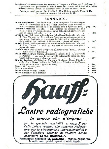 Archivio di ortopedia pubblicazione ufficiale del Pio istituto dei rachitici <1924-1950>