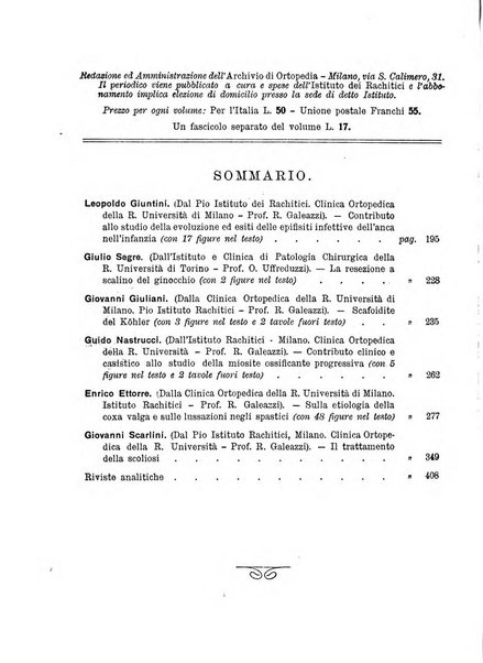 Archivio di ortopedia pubblicazione ufficiale del Pio istituto dei rachitici <1924-1950>