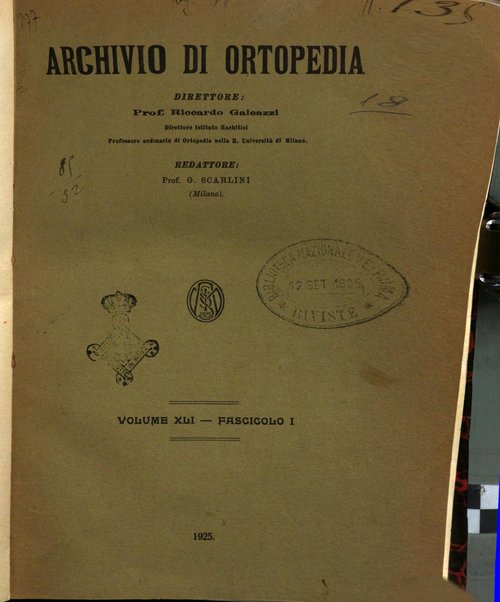 Archivio di ortopedia pubblicazione ufficiale del Pio istituto dei rachitici <1924-1950>