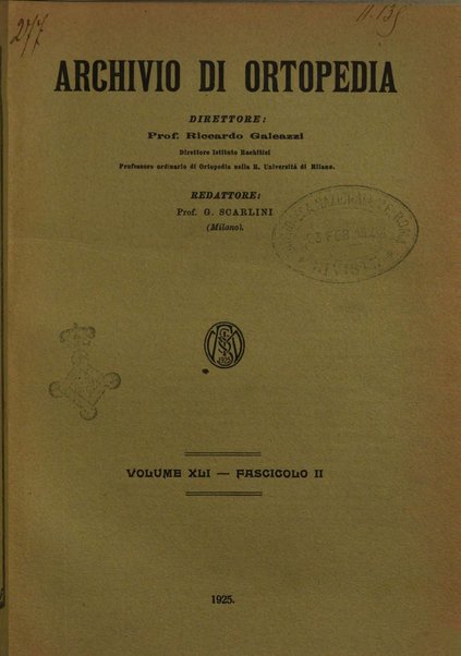 Archivio di ortopedia pubblicazione ufficiale del Pio istituto dei rachitici <1924-1950>