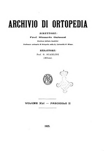 Archivio di ortopedia pubblicazione ufficiale del Pio istituto dei rachitici <1924-1950>