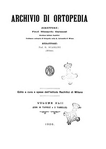 Archivio di ortopedia pubblicazione ufficiale del Pio istituto dei rachitici <1924-1950>