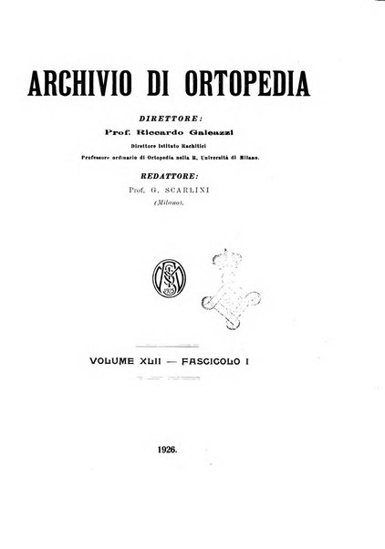 Archivio di ortopedia pubblicazione ufficiale del Pio istituto dei rachitici <1924-1950>