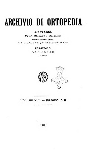 Archivio di ortopedia pubblicazione ufficiale del Pio istituto dei rachitici <1924-1950>